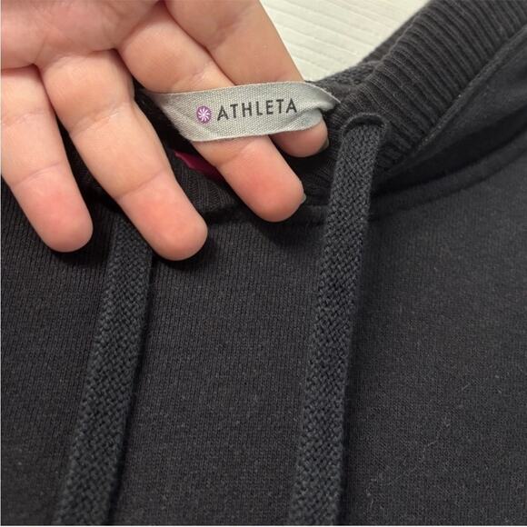 Athleta Black Hoodie Sweatshirt pullover medium Athleisure comfy cozy errands - Picture 3 of 4